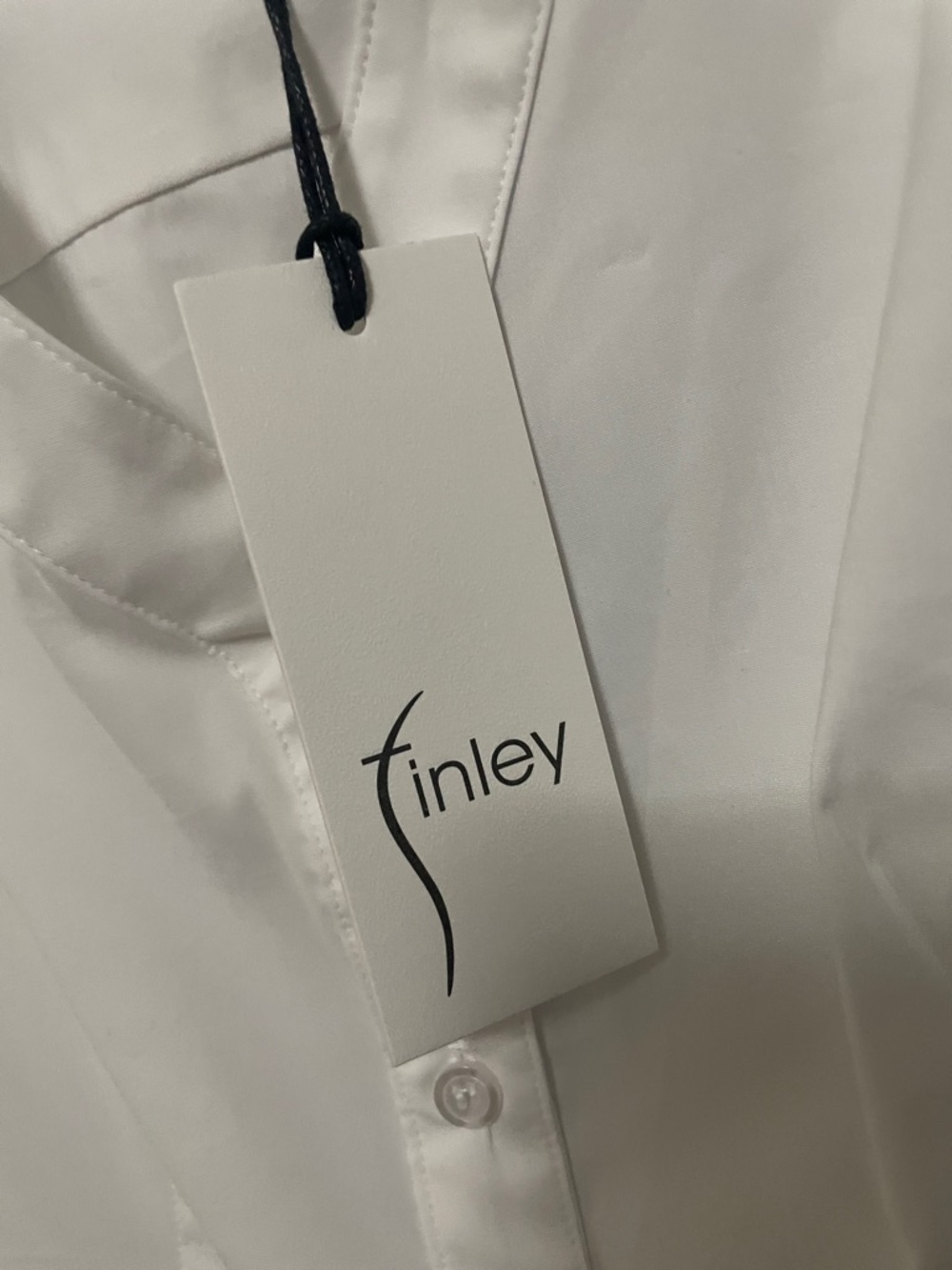 Finley White Short-Sleeve Button Down V-Neck Shirt - Picture 3 of 4